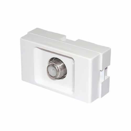 Toma tv con acople roscado pin fino blanco